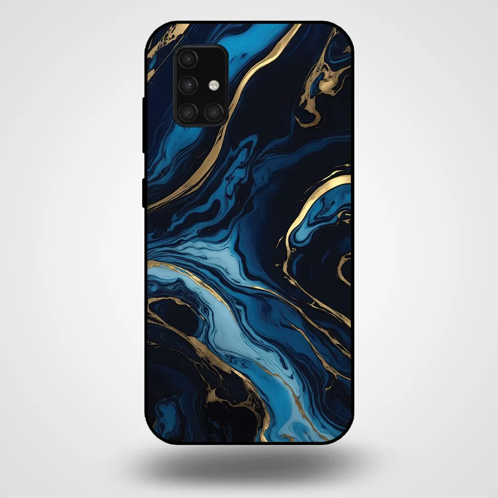 Regalo Cover Samsung A71 5G Marmo Oro - Custodia Smartphonica Blu