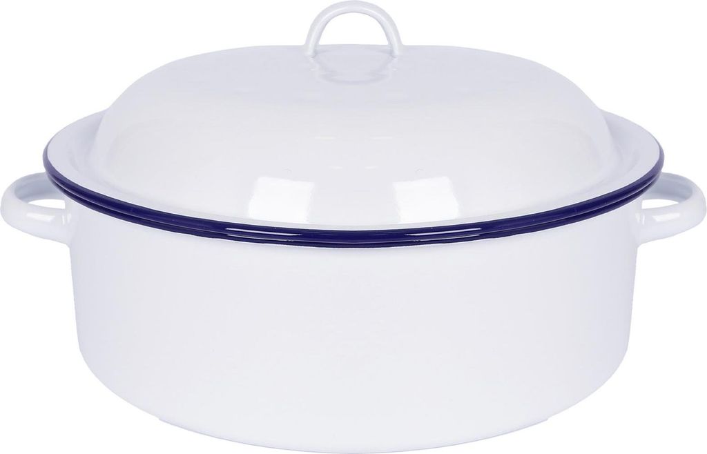 Argon Ta Weißer runder Emaille-Bräter - 30 cm - Blau