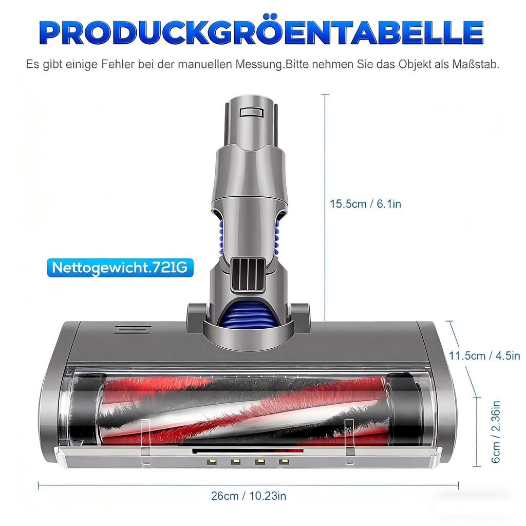 Bodenbürstenkopf Für Dyson Staubsauger - Kompatibel Mit V6, DC45, DC58, DC59, DC61, DC62