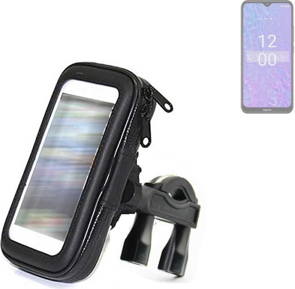 K-S-Trade Fahrrad-Halterung kompatibel mit Nokia C210 Handy-Halterung Halter Lenkstange Fahrradhalterung Motorrad Bike Mount Wasserabweisend