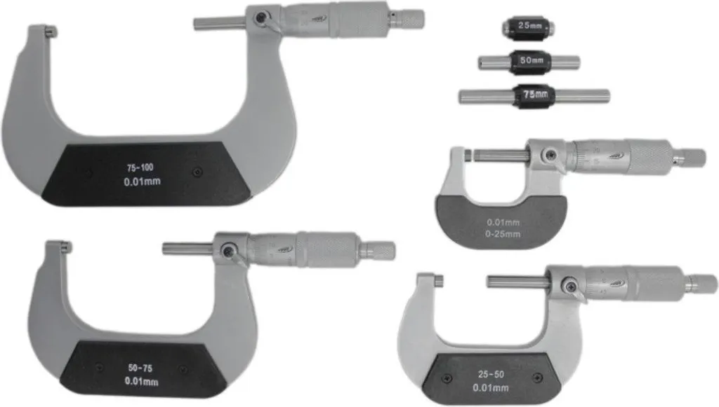 HELIOS PREISSER 0800 513 Jeu de micromètres 0-100 mm Précision 0,01 mm