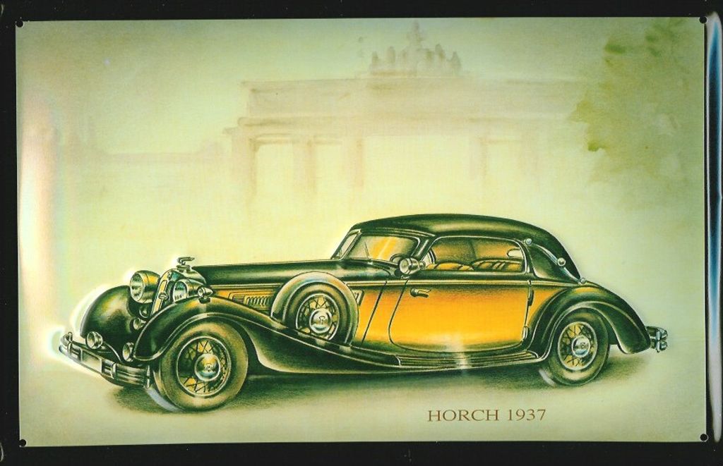 Blechschild Horch 1937 Nostalgieschild Schild Produktbild 