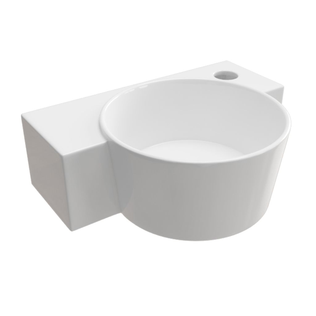 Hänge Waschbecken Keramik weiß 35 x 28 cm abgerundet Gäste-WC 