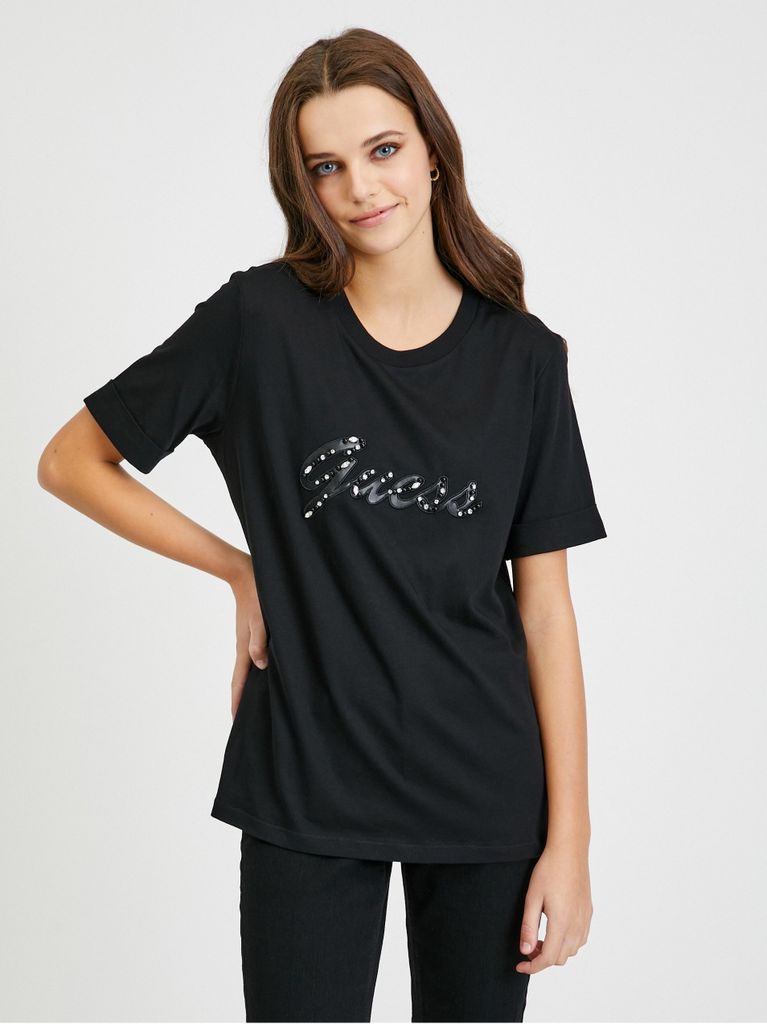 Schwarzes Guess Nichita T-Shirt für Frauen