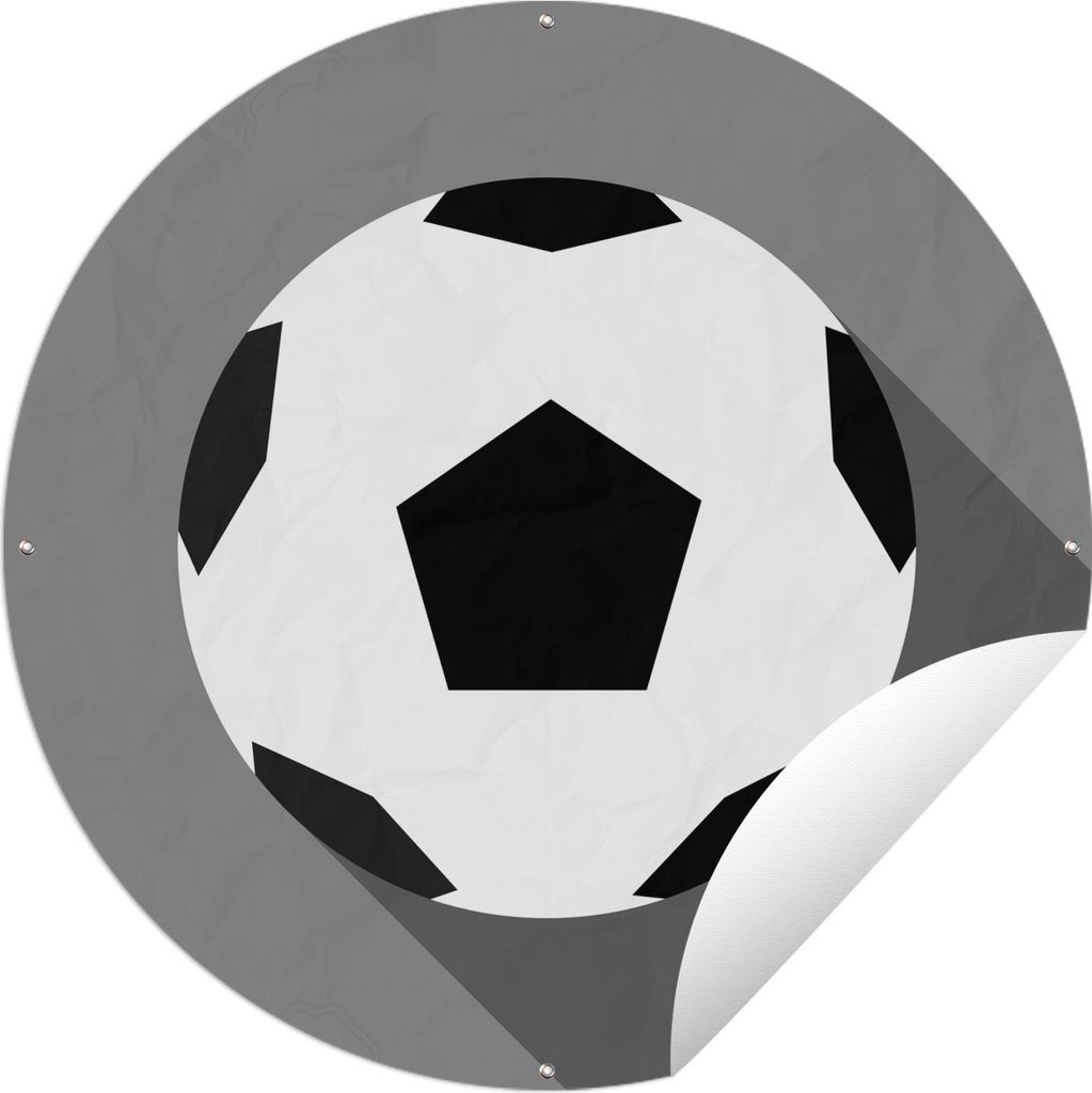 MuchoWow Gartenposter Outdoor-Poster Rund Eine Illustration eines Fußballs auf einem grünen Hintergrund - Jungen - Mädchen - Kinder Ø 150 cm ...