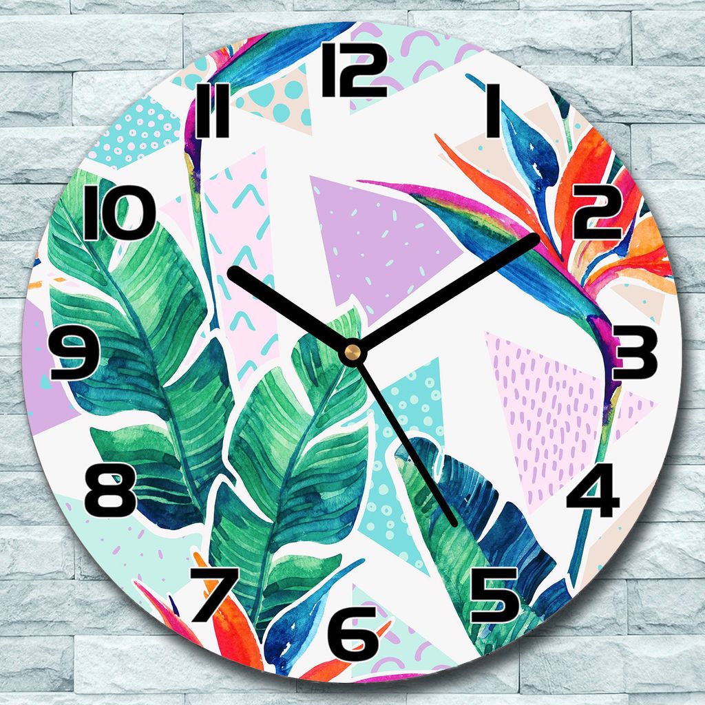 Wanduhr aus Glas Rund fi 30 Abstraktes Aquarell Quarz Deko Schlafzimmer Büro