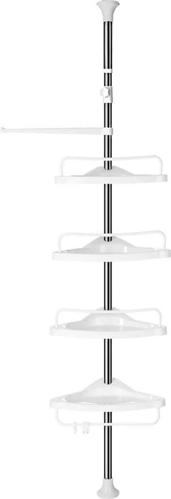 Serviteur de douche d'angle réglable avec 4 tablettes et crochets - 10