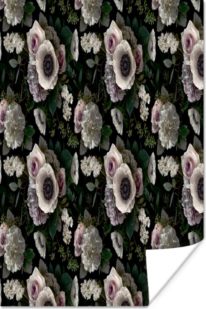 MuchoWow Poster Blumen - Anemone - Farben - Muster 40x60 cm - Plakate für die Wand - Poster Babyzimmer