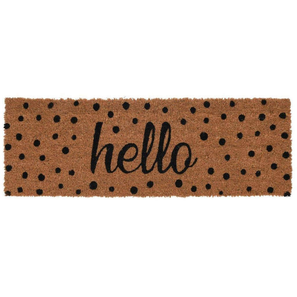 H&S Decoration | Fußmatte - Hello - 75x25 cm - Beige - Kokosfaser - Rutschfest und Langlebig