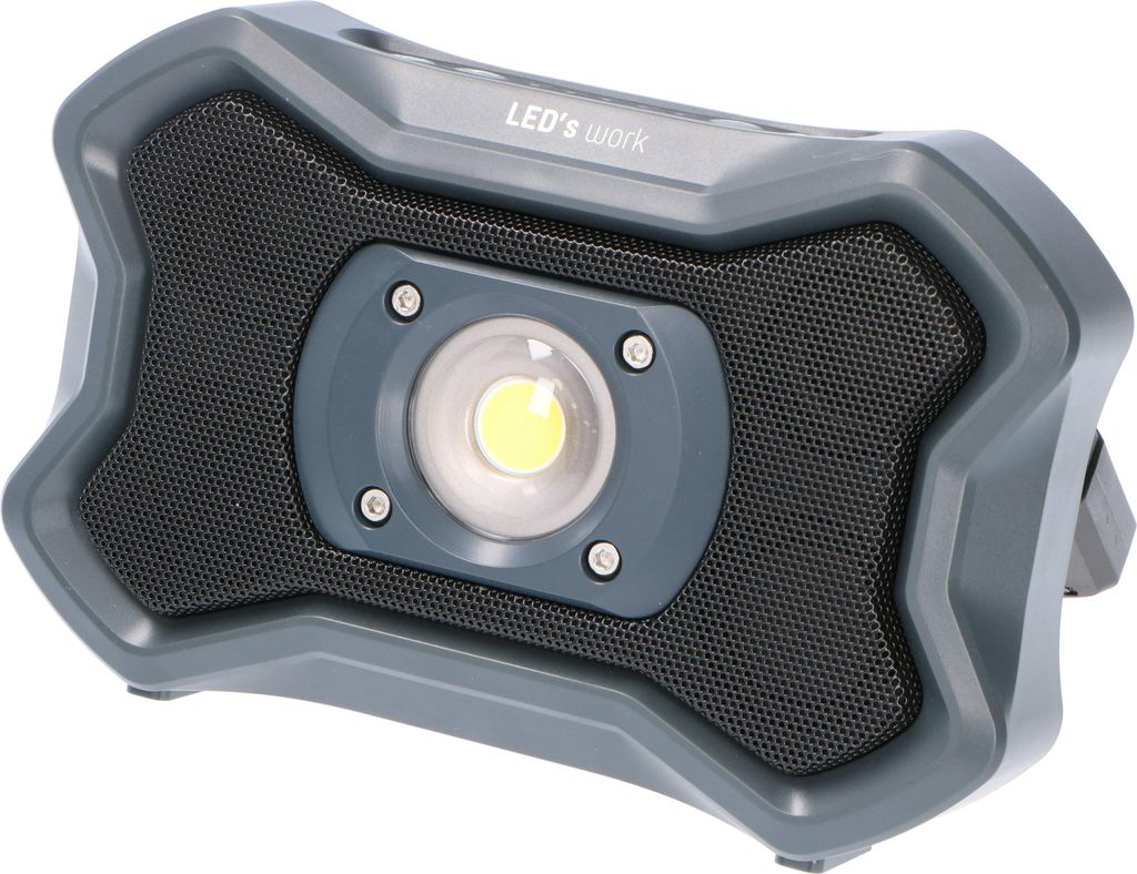 Shada LED Wiederaufladbare kompakte Arbeitslampe 20W mit 2 Bluetooth Lautsprecher 2000LM 5000K 4000MAH 7.4V