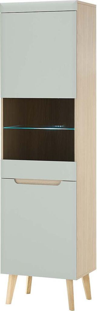 Vitrine Svante - Scandi Oak / Pistaccio Matt ohne Beleuchtung