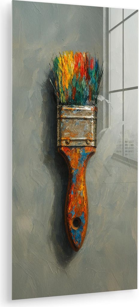 MuchoWow Glasbilder - Bilder auf Wandbild - Foto auf Glas Farbe - Pinsel - Malerei 40x80 cm Wanddekoration aus Glas - Acrylglasbild - Acrylbilder -...