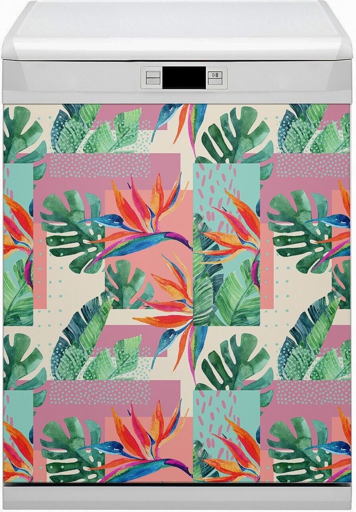 Magnet Folie für Geschirrspüler Magnete Geschirrspüle Magnet für Spülmaschine 60x80 cm Dekor - Tropenmosaik