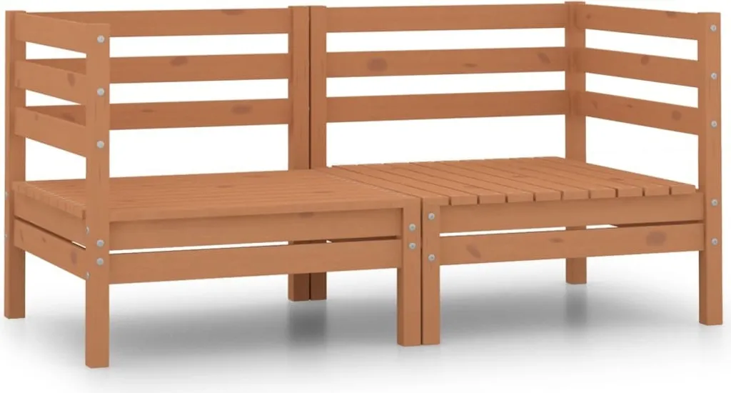 Canapés d'angle de jardin 2 pcs en bois de pin massif brun miel robuste