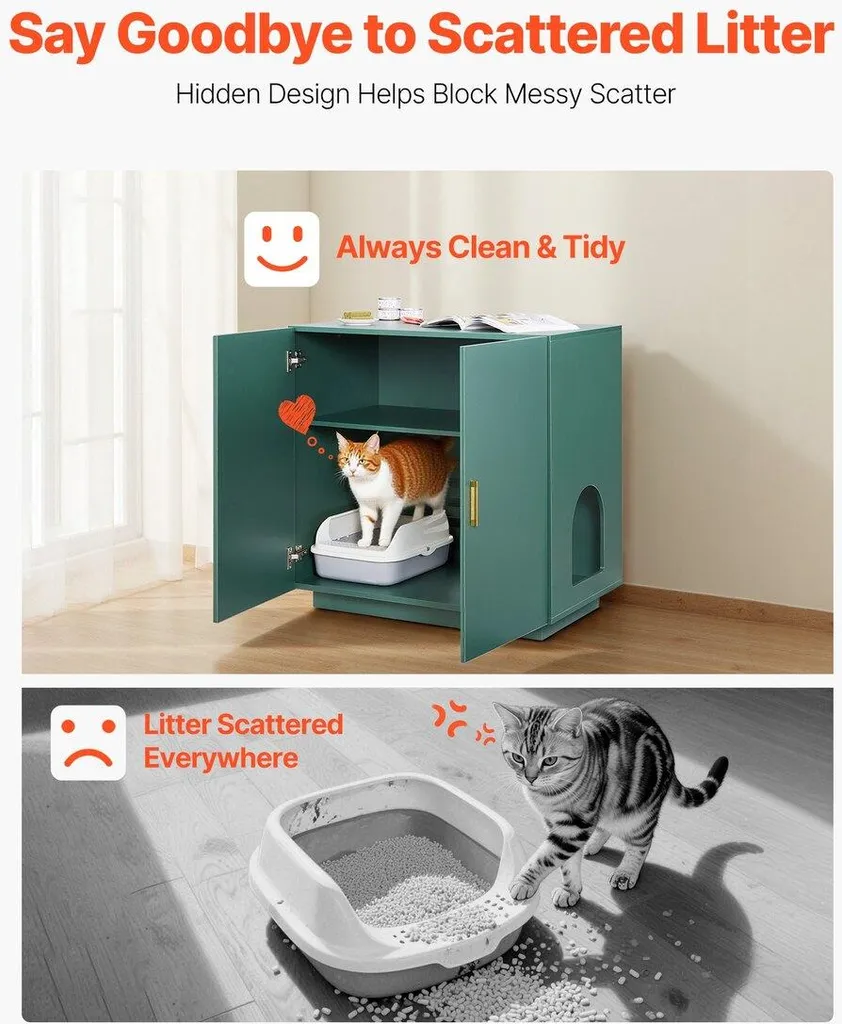 Table d'appoint cache litière chat - Meuble bois polyvalent pour salon - 4