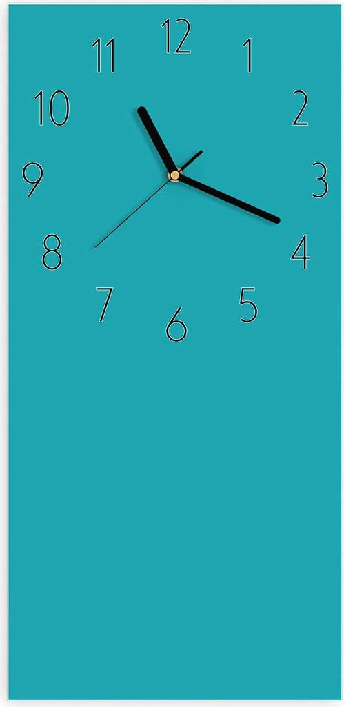 Wanduhr aus Glas mit Motiv Türkiser Hintergrund II- 30 x 60 cm - inkl. Aufhängesystem