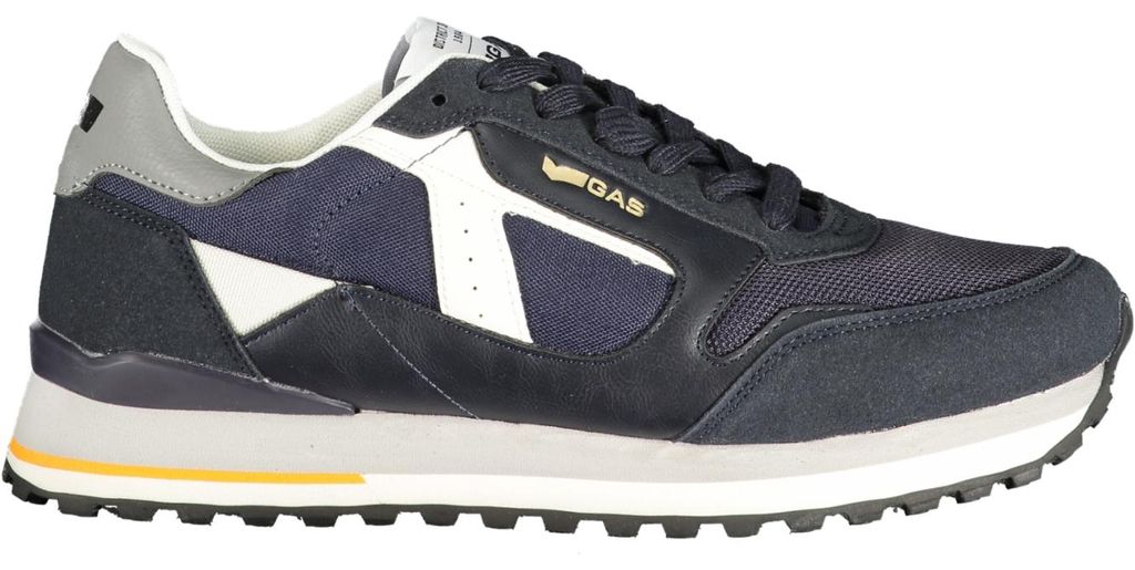 Stylischer blauer Herrensportschuh mit kontrastierenden Details