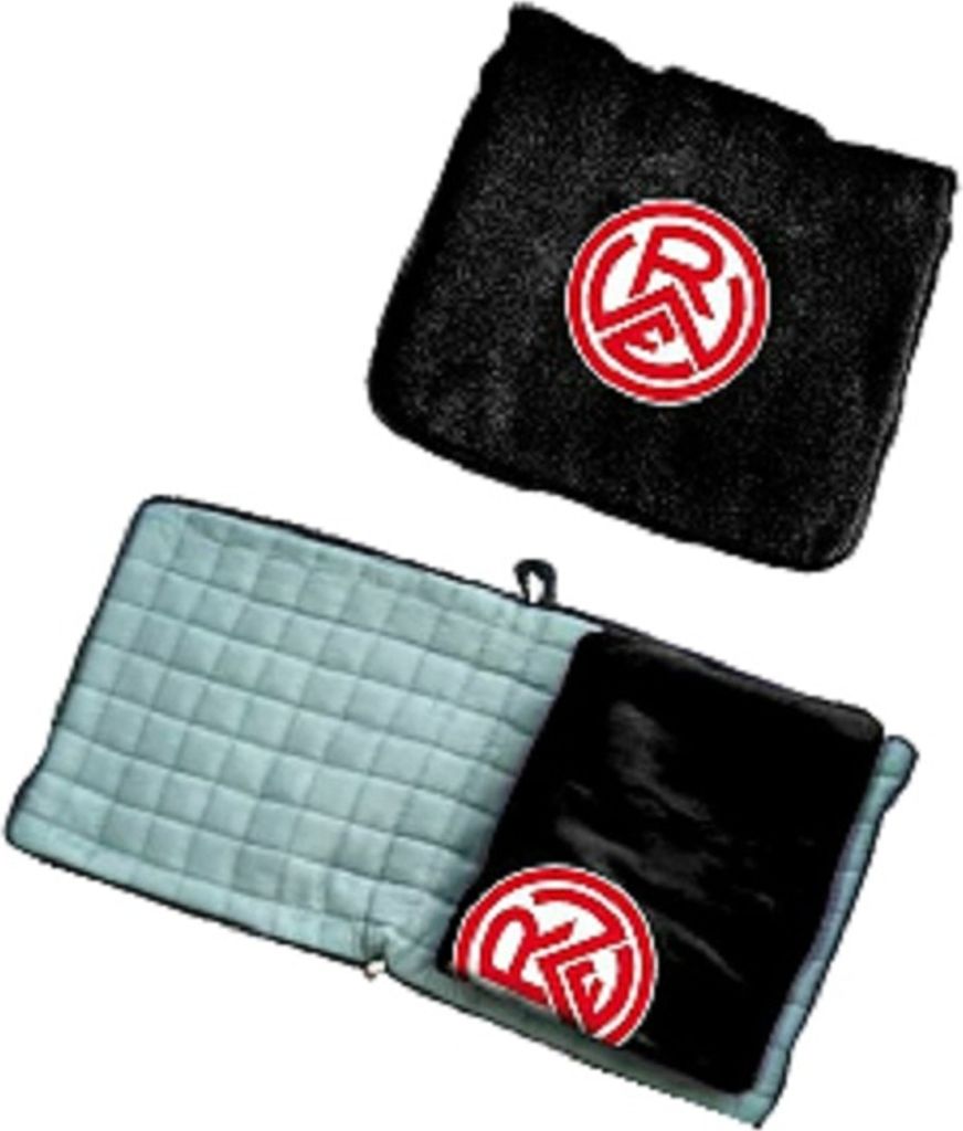 Rot-Weiß Essen RWE Fleecedecke schwarz rot mit Sitzkissen 26 x 26 x 8 cm