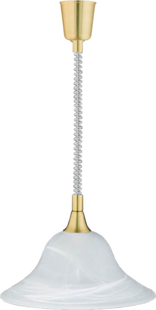 Zeitlose Hängeleuchte in Messing matt Weiss gewischt 1x E27 bis zu 60 Watt 230V aus Metall & Glas matt Schlafzimmer Küche Wohnzimmer Lampen Leuch...