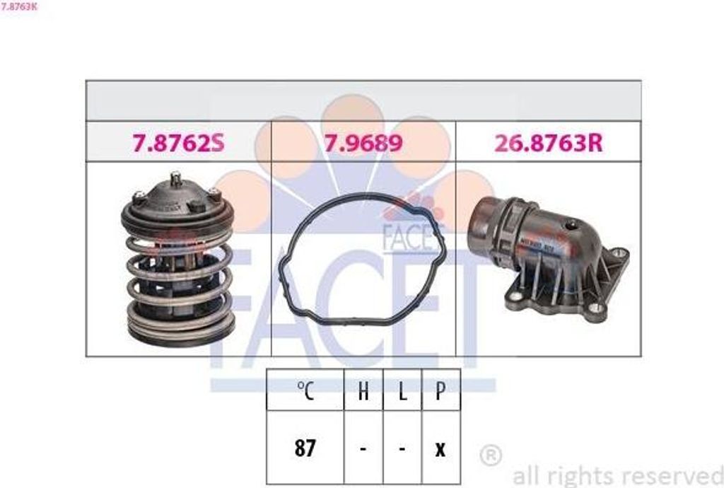 FACET Thermostat Kühlmittel 87°C für BMW 3 Touring (E91) 3 Limousine (E90) 5 Touring (F11) 5 Limousine (F10) 3 Coupe (E92) X5 (E70)