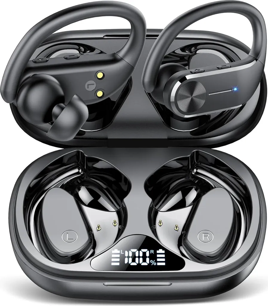 Kopfhörer Bluetooth5.3 mit 4 LED Digitalanzeige,68Std Spielzeit Tiefer Bass, Kopfhörer mit 4ENC Lärmreduzierung Mic,Ohrhörer für Arbeit/Studium/Sport