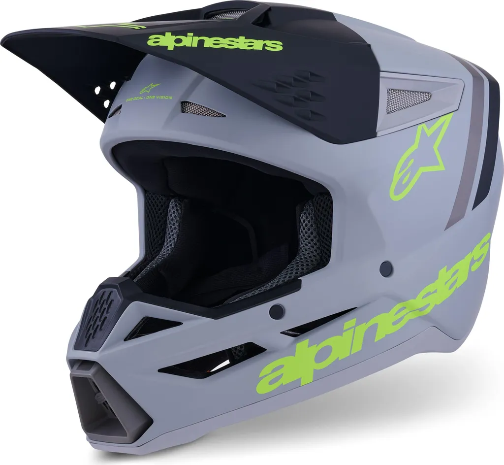 Casque Moto S-M3 Radium Alpinestars Jaune Fluo et Gris Mat Taille L