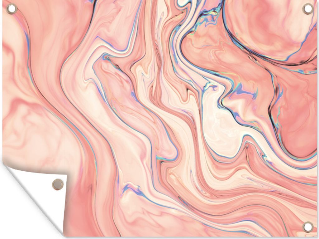 MuchoWow 80x60 cm Outdoor-Poster Gartendeko Sichtschutz Garten Poster für den Garten Marmor - Pastell - Rosa - Blau - Marmoroptik - Abstrakt