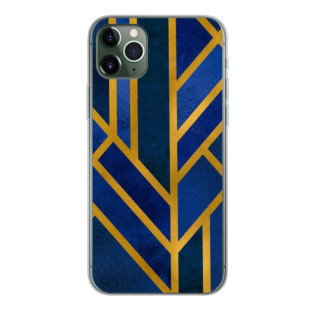 MuchoWow Handyhülle Schutzhülle Hülle für iPhone 11 Pro Max Gold - Blau - Luxus Silikon Softcase Handy Hülle - Schutz