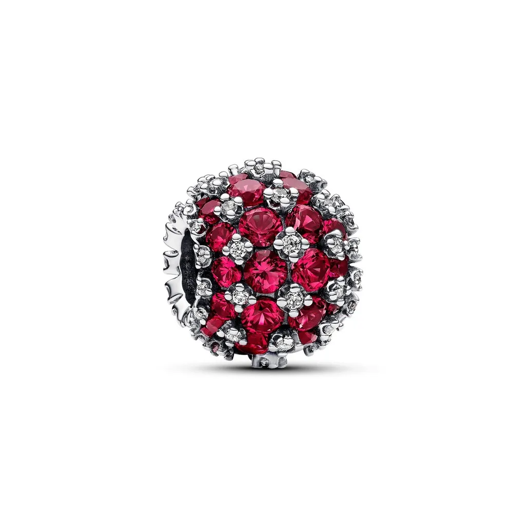 Charm Pendentif Rond Rose Pavé pour Bracelet Maille Serpent Pandora
