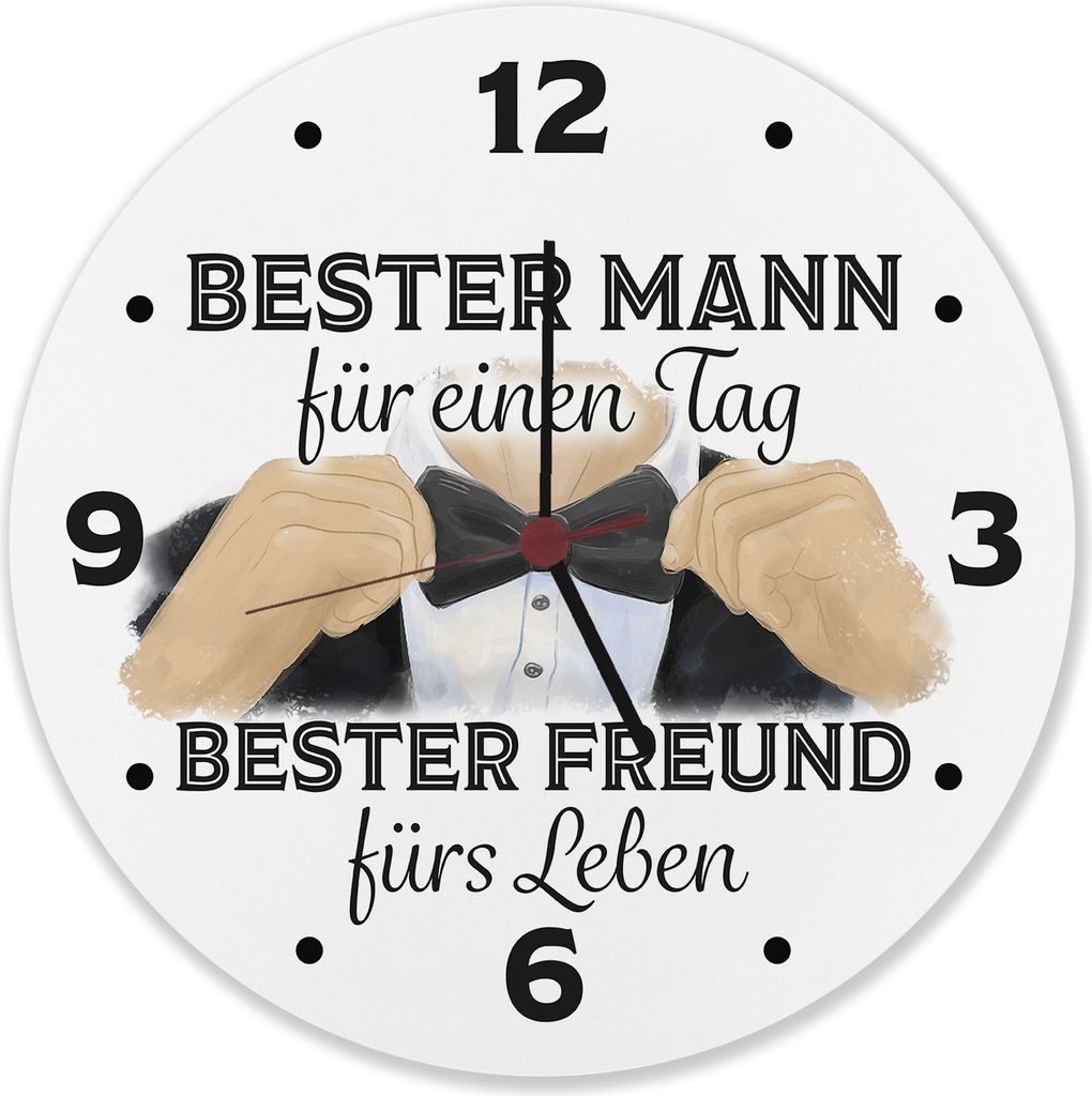 Trauzeuge Wanduhr aus Alu mit Spruch Bester Mann ewiger Freund