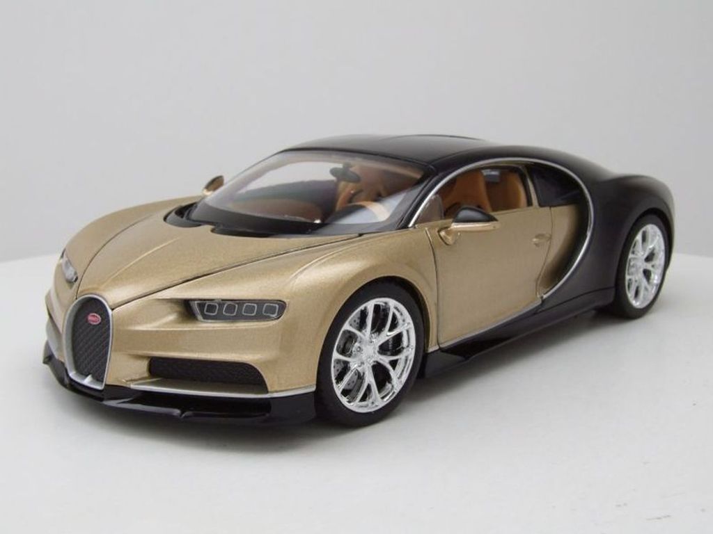 Welly 24077G Bugatti Chiron 2017 gold schwarz 1:24 Produktbild 