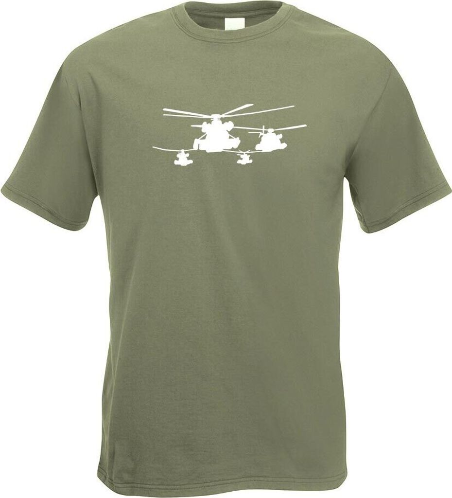 Kiwistar - T-Shirt - Olive - Militärhubschrauber - Luftfahrt Herren Funshirt Bedruckt Design Sprüche Spruch Motive - mit Motiv Bedruckt - Funshir...