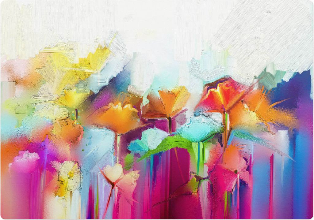 Abstrakte Blumen – Bodenschutzmatte – Rutschfest – Schutzmatte für Büro – Vinylmatte – Stuhlunterlage – 100 x 100 cm