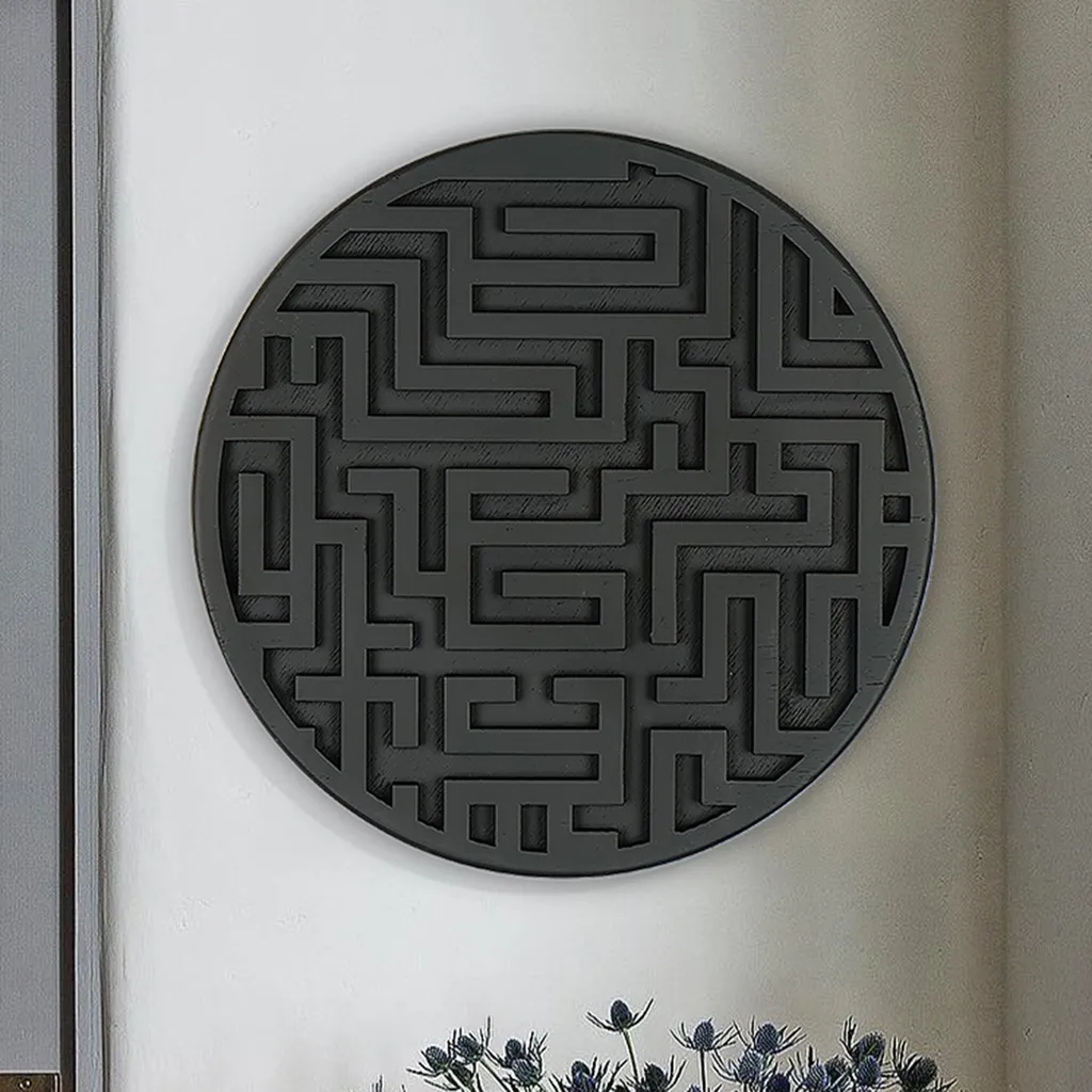 Décoration Murale Salon Noir en Bois de Sapin Wallity ART139 33x33 cm