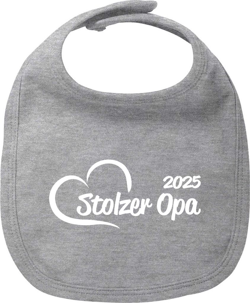 Huuraa Baby Lätzchen Stolzer Opa 2025 Herz Heather Grey Klettverschluss Baumwolle Latz Geschenkidee