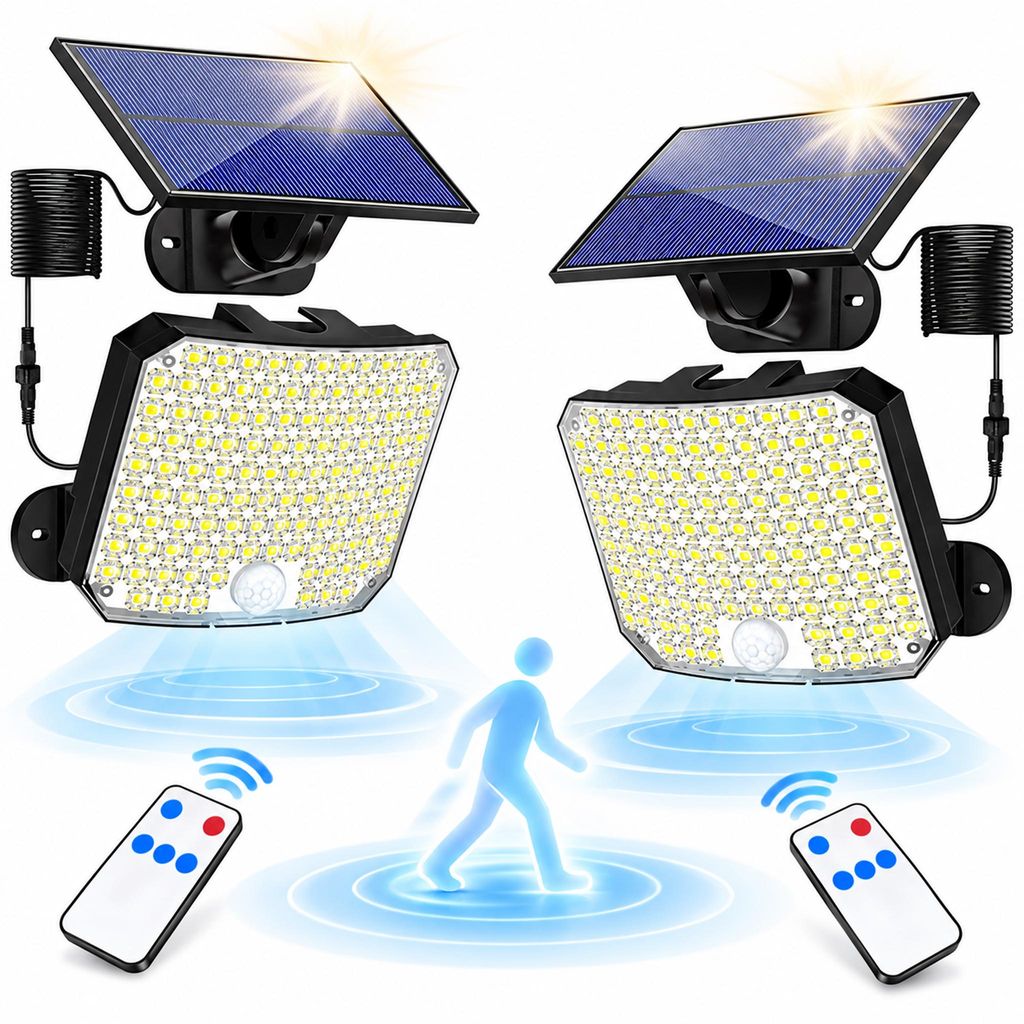 2 projecteurs solaires à 118 LED avec détecteur de Image du produit 