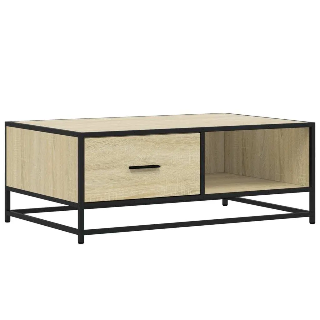 Tavolino da Caffè 90x57x35 cm Rovere Sonoma e Metallo Nero