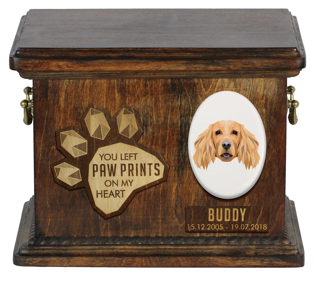 English Cocker Spaniel, Englische Cockerspaniel Personalisierte Hundeurne mit Gravur, Erinnerungsbox für Hundeknochen von der Marke Art-Dog