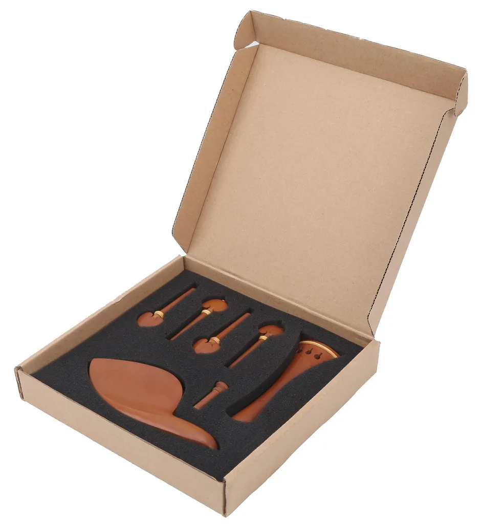Pièces de Violon 4/4 en Bois de Jujube avec Mentonnière et Cordier Solide