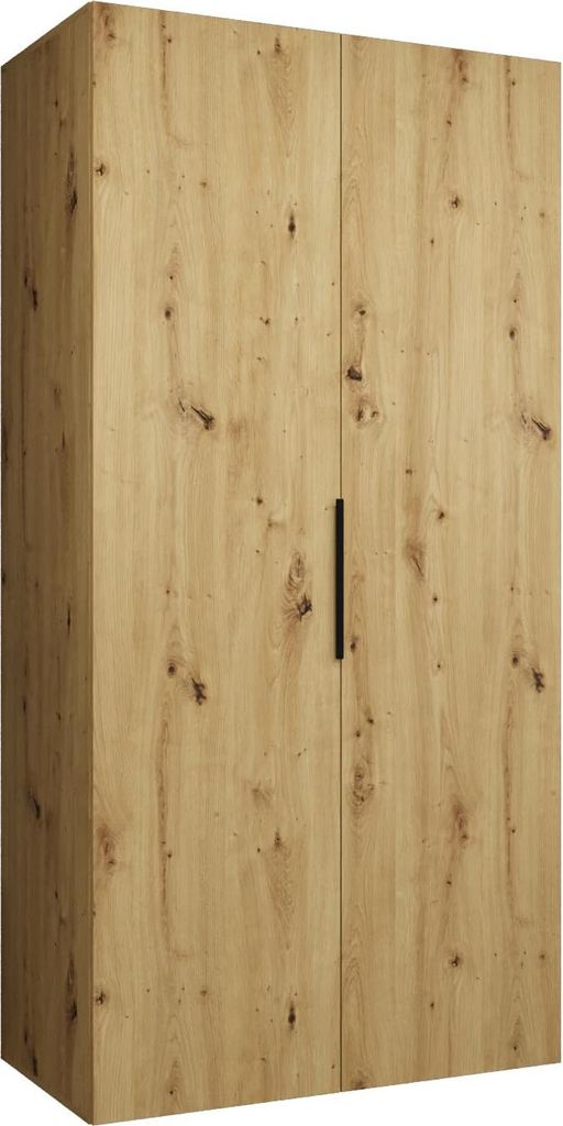 MEBLE KRYSPOL, Kleiderschrank, Schrank 100 cmx202x52, Artisan Eiche, Schwarz