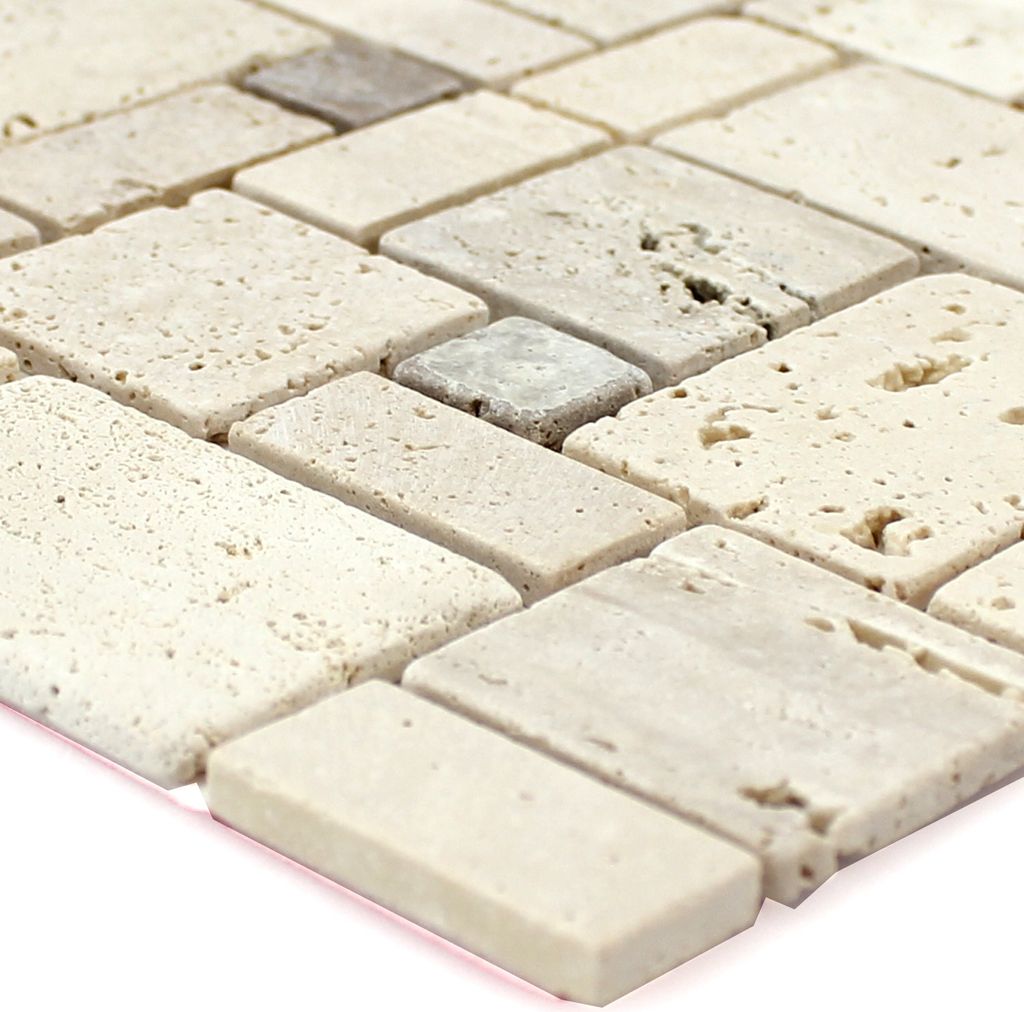 Naturstein Travertin Mosaikfliesen Lorenzo Beige Selbstklebend