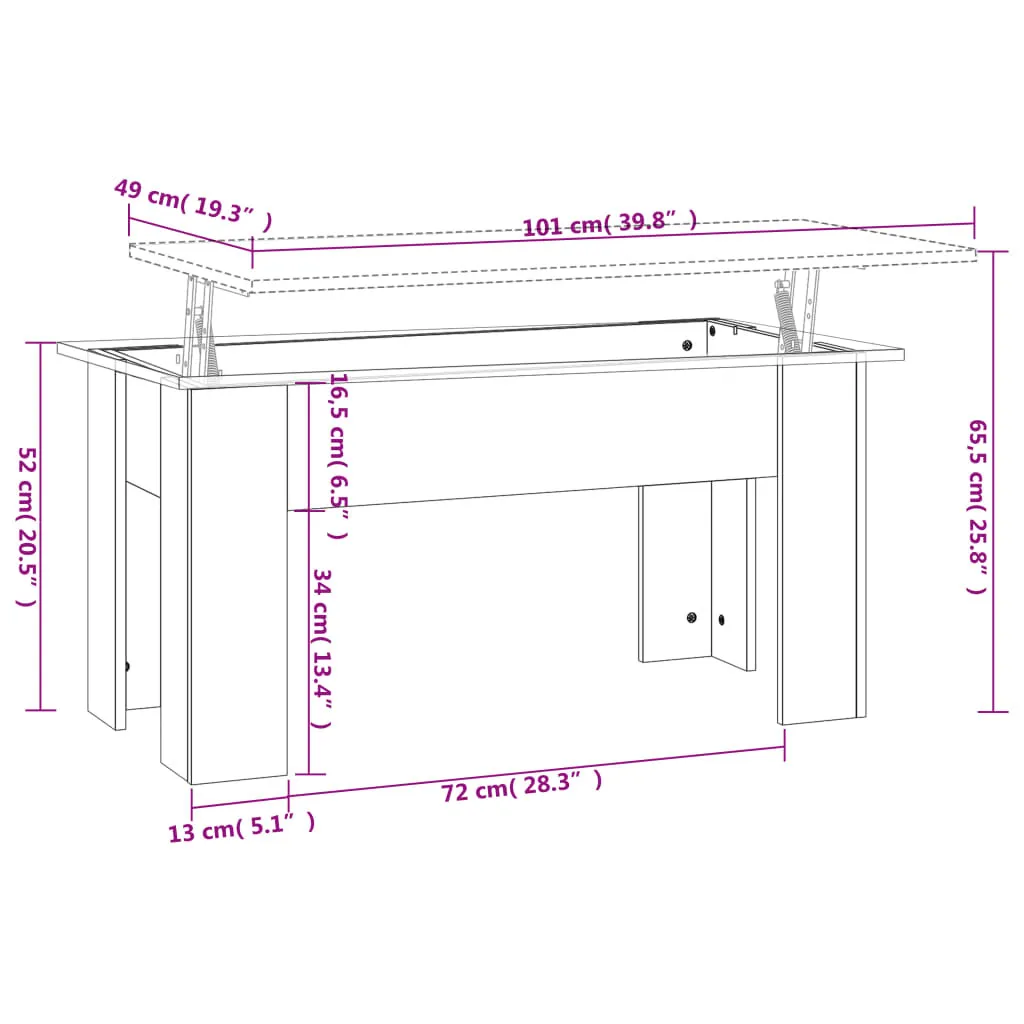 Table basse salon chêne sonoma 101 cm pour apéritifs et décoration - 8