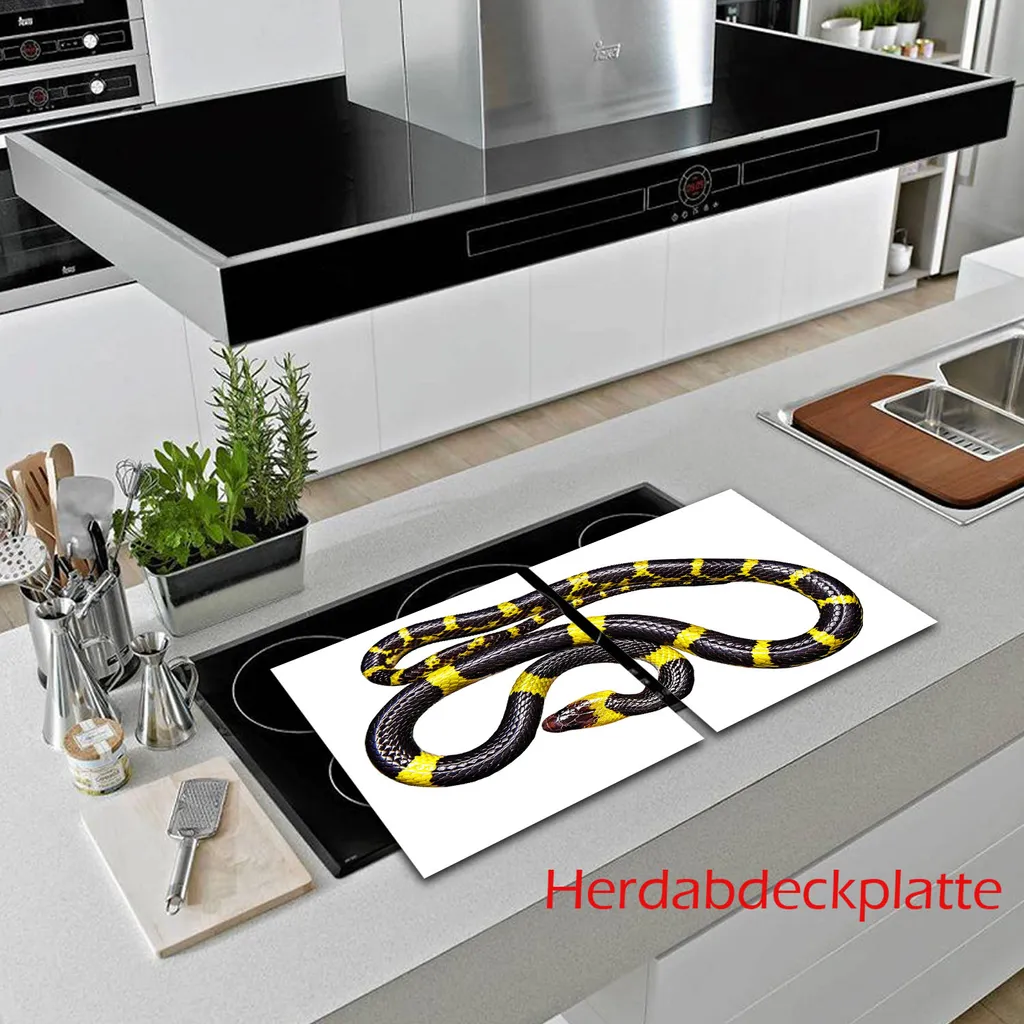 Copri Fornelli in Vetro Artistico 2 Pezzi 40x52 - Tema Animali Vivi - 13