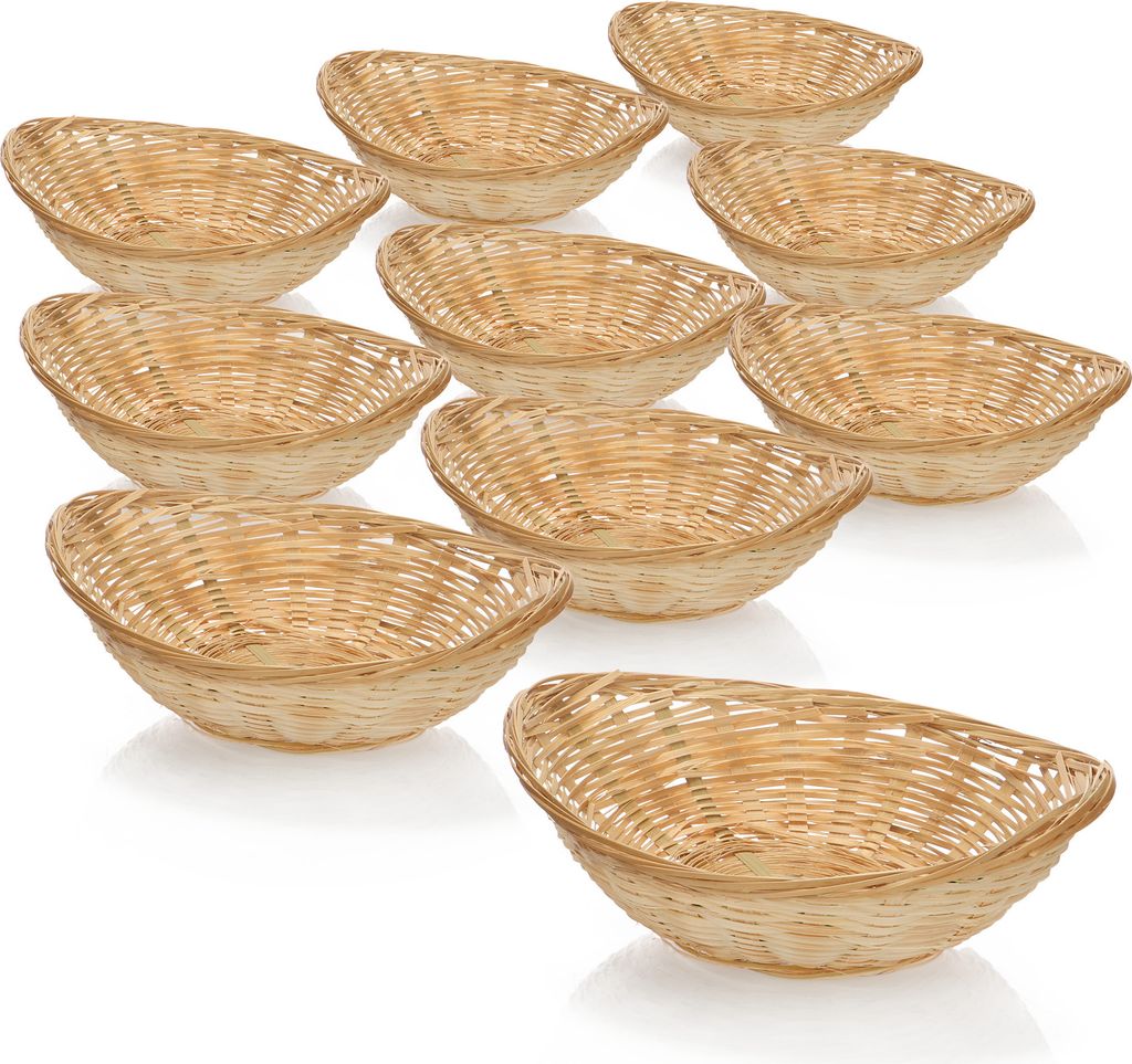 com-four 10x Bastkorb in natürlicher Farbe zur Dekoration - Osterdeko - Osternest - Körbchen für Ostereier, Brötchen und Snacks