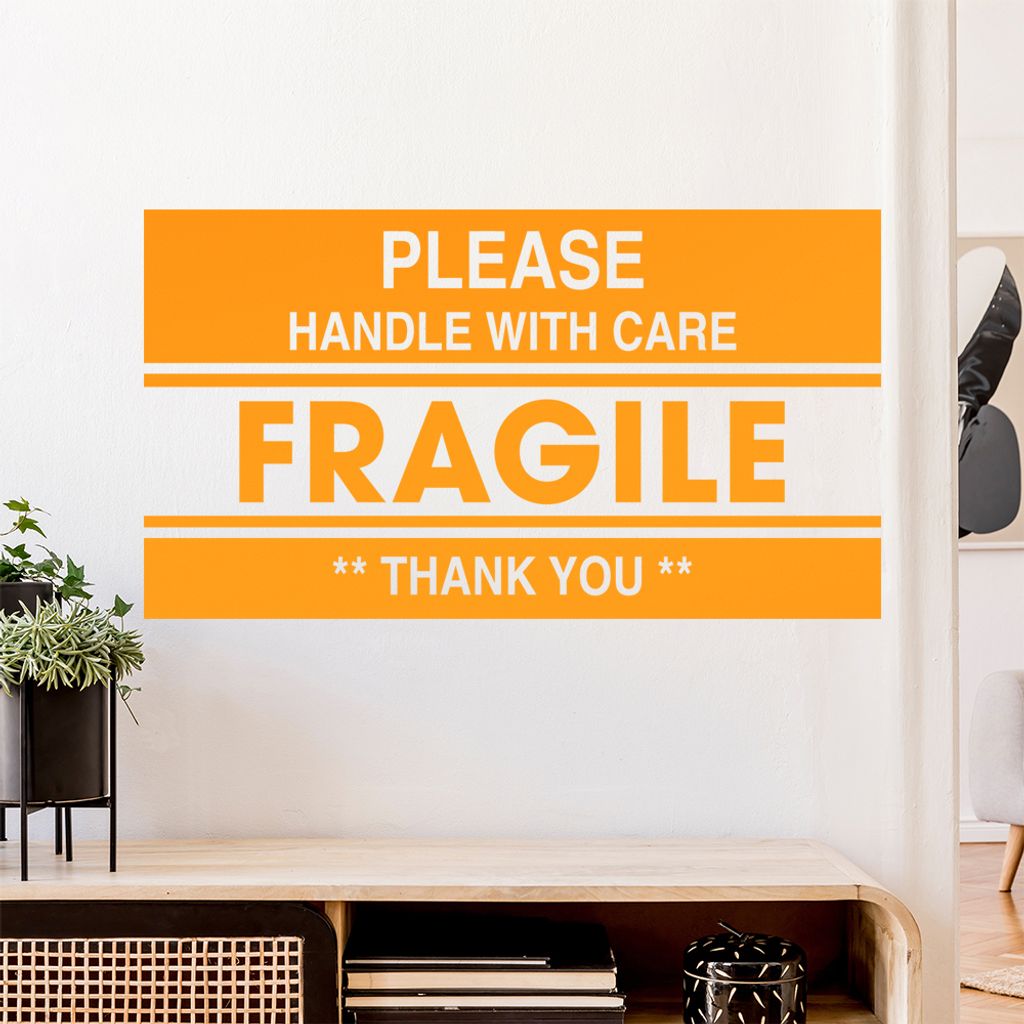 FRAGILE - please handle Wandtattoo Wandaufkleber Wall Sticker - Dekoration, Küche, Wohnzimmer, Schlafzimmer, Badezimmer