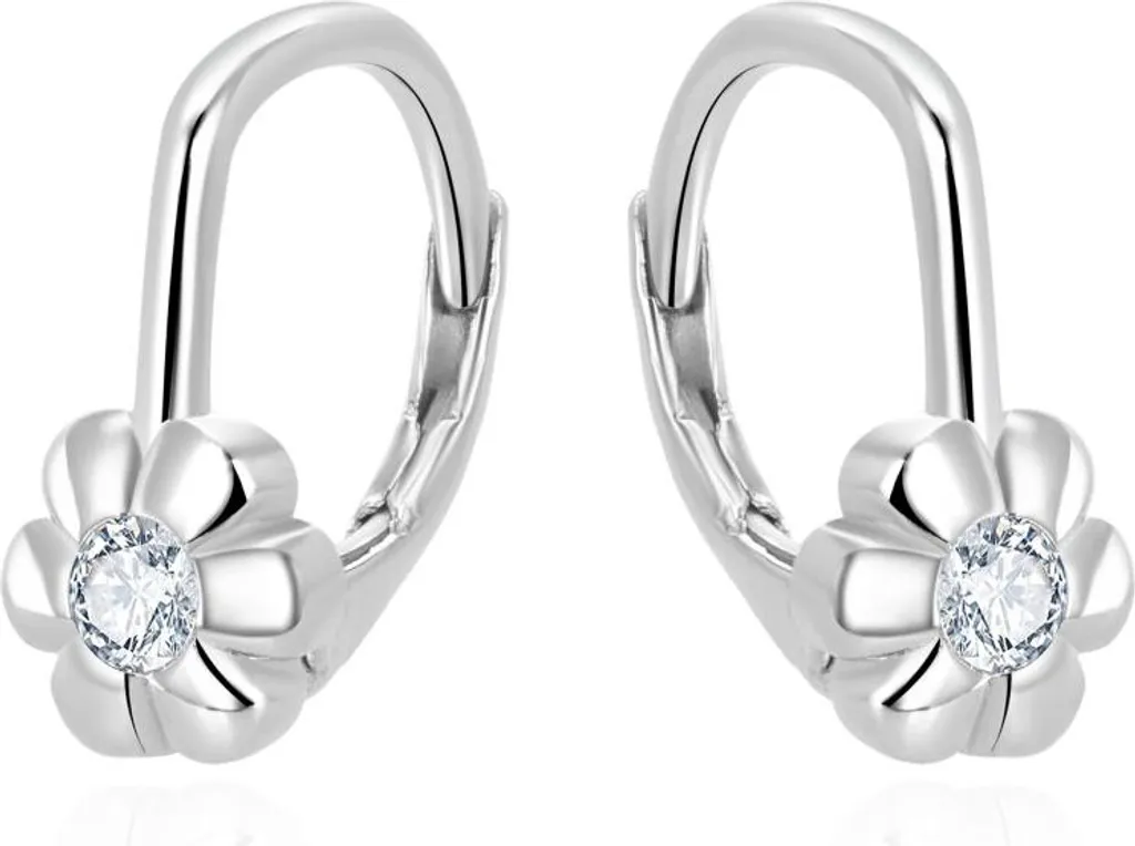 Boucles d'oreilles filles zircon cubique AGUC3335-2 en argent rhodié