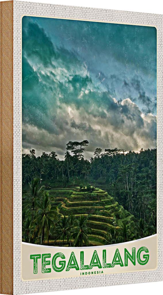 Holzschild Reise 20x30cm Tegalalang Indonesien Asien Tropen