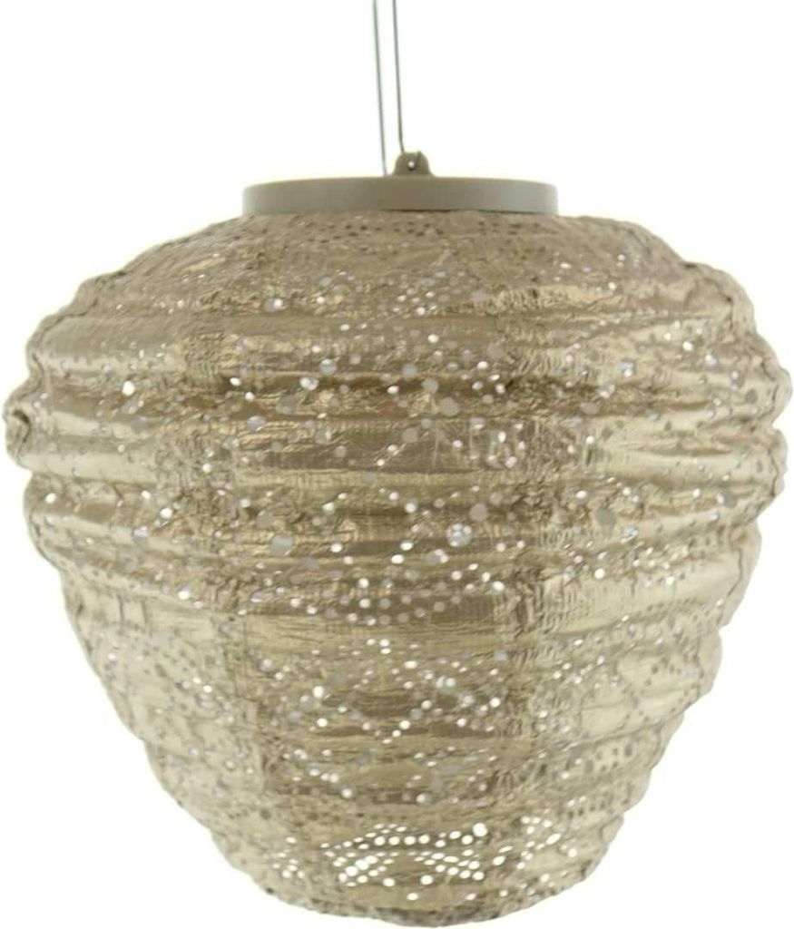 LUMIZ Lampion Solarlampe Ballon 20 Mandela Gold goldfarben Ø 20 cm - Tyvek