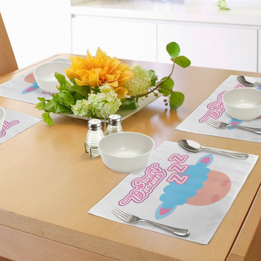 ABAKUHAUS Schöne Träume Platzmatten, Niedliches Cartoon-Art-Schlafentier-Kind scherzt Kinderzimmer-Thema, Tiscjdeco aus Farbfesten Stoff für das...