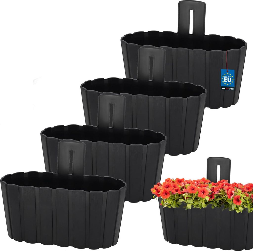 KOTARBAU® Set de 4 jardinières Balcon Pot de fleurs mural Image du produit 
